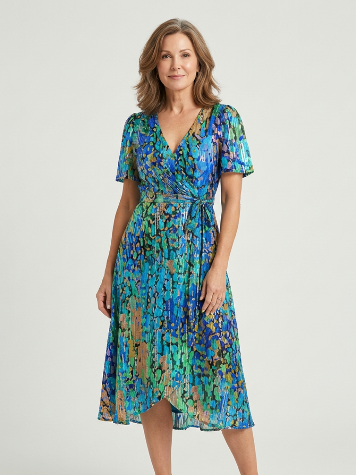 Zafrina | Abstract Pattern Midi Dress - Maison Léa &amp; Lou