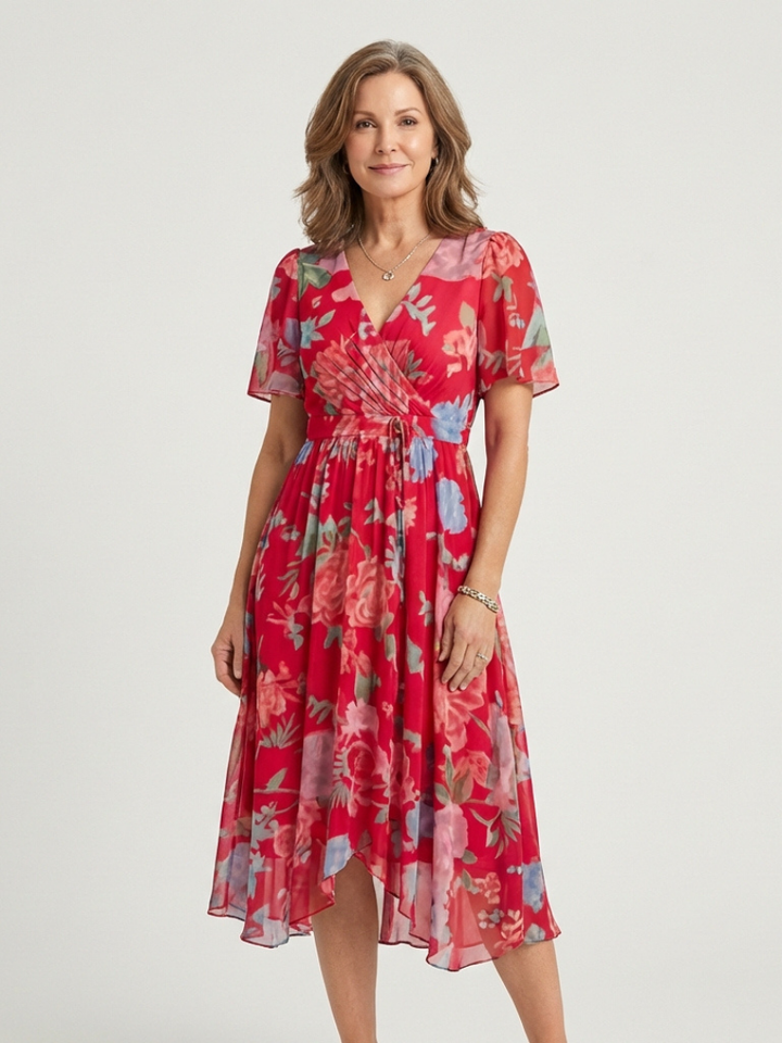 Zafrina | Abstract Pattern Midi Dress - Maison Léa &amp; Lou