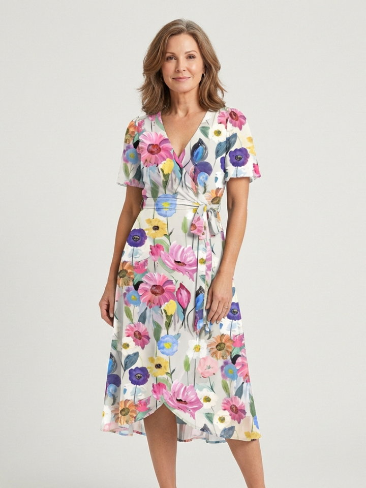 Zafrina | Abstract Pattern Midi Dress - Maison Léa &amp; Lou