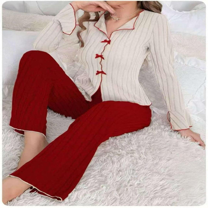 Kenzie™ - Chic V-Neck Top &amp; Pants Loungewear Set - Maison Léa &amp; Lou